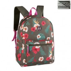 Mochila Cross em Poliéster Floral Verde Musgo 2329